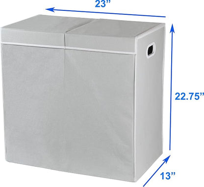 Simple Houseware Double Laundry Hamper with Lid and Removable Bags, Grey