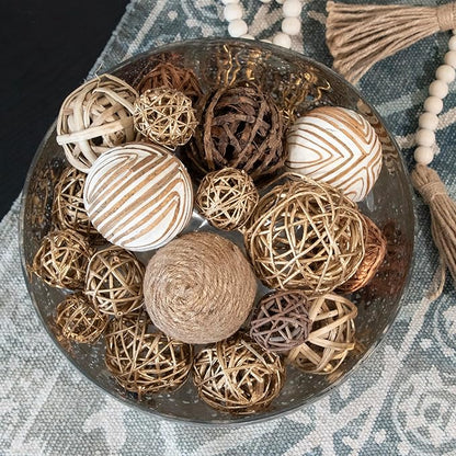 ANDALUCA Decorative Balls & Orbs Gold Natural Bag Bowl Filler Home Decor (Gold)