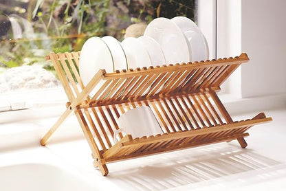 V01351 Folding Dish Rack, Medium, Bamboo