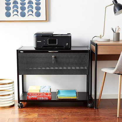 Safco Mobile File Cart, Fits Letter and Legal-Size Hanging Folders, Includes a Locking Lid & 2 Keys