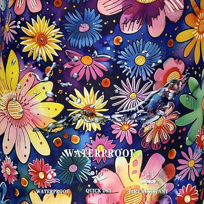 Abstract Hippie Flower Laundry Basket Watercolor Floral Laundry Hamper Foldable Oxford Cloth Colorful Tote Bag Clothes Toy Storage Bucket For Bathroom/Laundry Storage/Bedroom 18.9 x 16.5 Inch