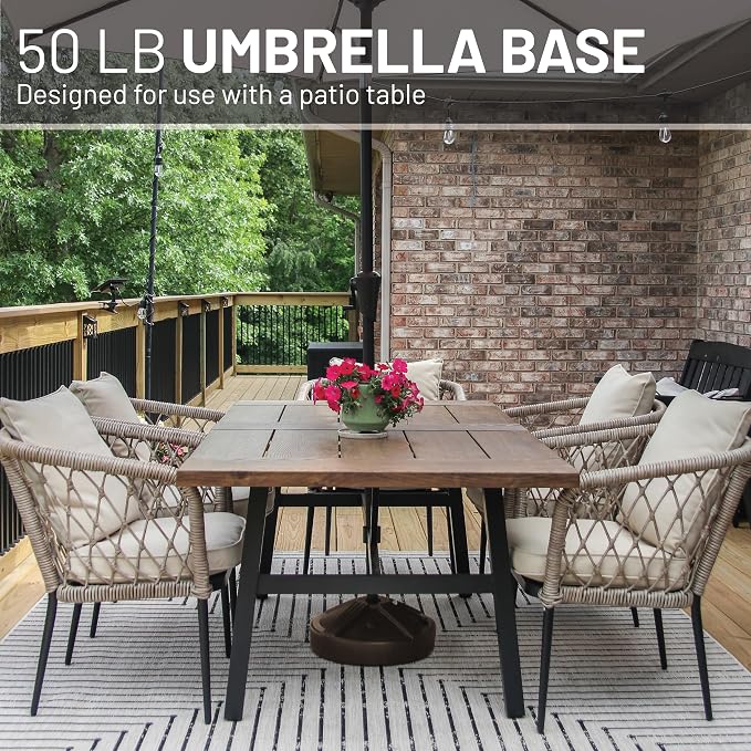US Weight Durable 50 Pound Fillable Umbrella Base Designed to be Used with a Patio Table