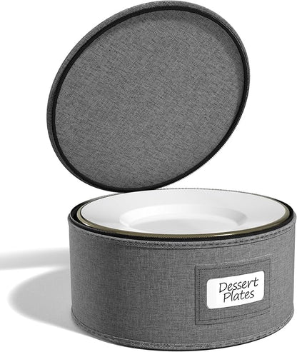 Sorbus China Storage Containers – Dinnerware Organizer for Salad Plates with Lid (Holds Service for 12) with Felt Protectors – 8.5" x 5.5"