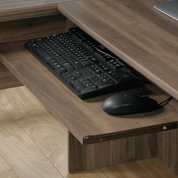 Sauder Harbor View Computer Desk, 66.14"D x 66.14"W x 30.28"H , Salt Oak finish