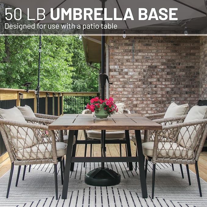 US Weight Durable 50 Pound Fillable Umbrella Base Designed to be Used with a Patio Table