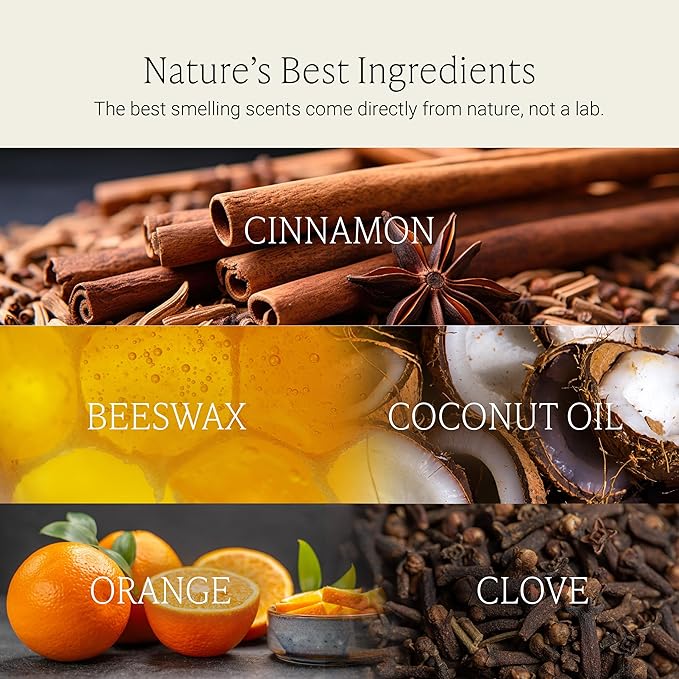 Fontana Candle Co Wood Wick Beeswax Jar Candle, Cinnamon Orange Clove - Made with Coconut Oil & Pure Essential Oils – Clean Burn, Long Lasting and Non-Toxic Candles for Home & Room Decor