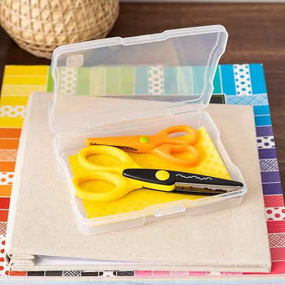 IRIS USA 4" x 6" Photo Storage Box Craft Keeper, Transparent Handle Container with 16 Organization Holder Cases for Pictures, Tasks, Scrapbooking, Ephemera, Stationery Storage, Clear