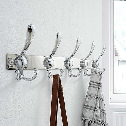 Dseap Coat Rack Wall Mount 2.0 Pro: Heavy Duty 300% Thicker, 16" Stud Mount, Stainless Steel Wall Coat Hooks Hanger for Clothes Jackets Hats Entryway Closet, MaxStrong Series, Chromed, Pack of 2
