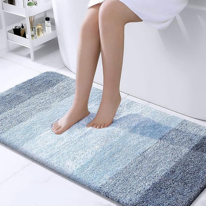 OLANLY Bathroom Runner Rugs Mat 47x24, Extra Soft Absorbent Microfiber Bath Rugs, Rubber Backing, Quick Dry, Washable Long Bath Mats for Bathroom Floor, Tub and Shower, Home Decor Accessories, Blue