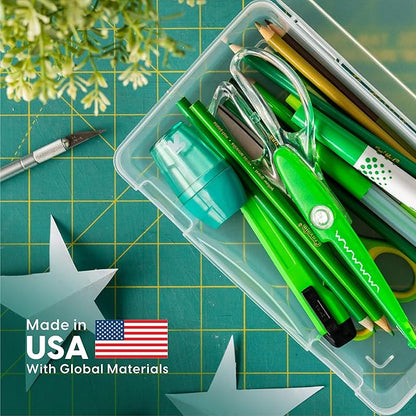 IRIS USA Pencil Case Boxes, 10-Pack, |Made in USA|, Plastic Bead Organizing Containers with Snap Lid for Arts, Crafts, Ephemera, Stickers, & Dance Cheer, Clear - Medium
