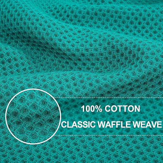 Homaxy 100% Cotton Waffle Weave Kitchen Dish Cloths, Ultra Soft Absorbent Quick Drying Dish Towels, 12 x 12 Inches, 18-Pack, Teal