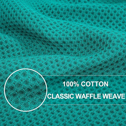 Homaxy 100% Cotton Waffle Weave Kitchen Dish Cloths, Ultra Soft Absorbent Quick Drying Dish Towels, 12 x 12 Inches, 24-Pack, Teal