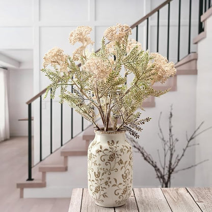 SIDUCAL Ceramic Vintage Vase, 8.78 Inch Chinoiserie Floral Vase, Retro Ice Cracked Rustic Farmhouse Vases for Home Decor, Living Room, Bookshelf, Office, Tuscan Decor, Brown Floral Pattern