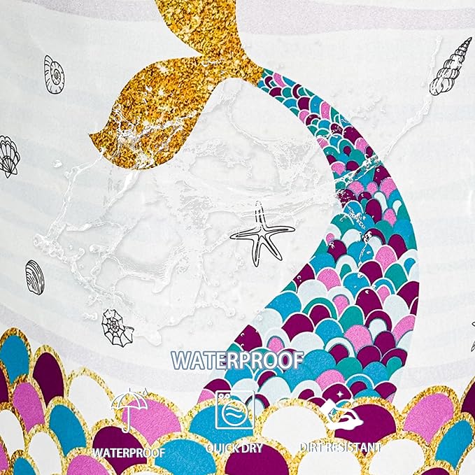 NUTAINLA Mermaid Scales Tail Laundry Basket Foldable Oxford Cloth Funny Tote Bag Laundry Hamper Clothes Storage Bucket Toy Organizer For Bathroom/Laundry Storage/Bedroom 18.9x16.5 Inch