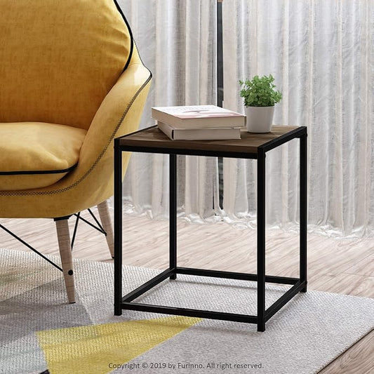 FURINNO Camnus Modern Living End Table, Columbia Walnut, 15.75 in x 15.75 in x 17.83 in