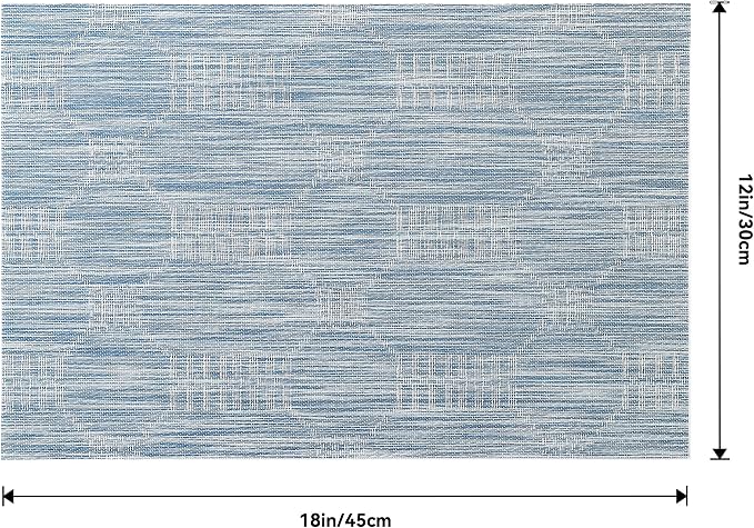 Leetaltree Jacquard Blue Placemats Set of 8 - Heat Resistant Non-Slip Place mats for Dining Table, Washable Durable PVC Vinyl Woven Table Mats(Jacquard Blue, 8)