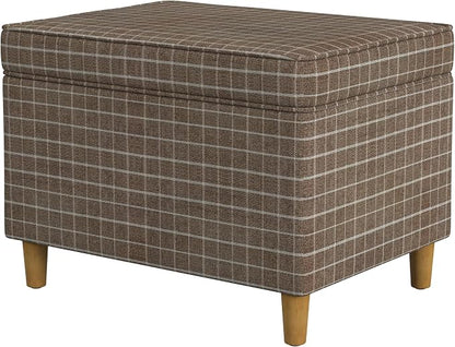 Spatial Order Home Decor | Dinah Collection Modern Storage Ottoman | Ottoman with Storage for Living Room & Bedroom(Brown Windowpane Fabric)