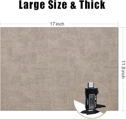 Homaxy Faux Leather Heat Resistant Placemats for Dining Table Set of 8, Waterproof Wipeable Washable PU Table Mats, Easy to Clean Anti-Slip Place Mats, 11.8" x 17", Light Brown