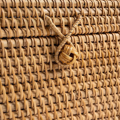 Rattan Square Tissue Box Cover- 5.7" x 5.7" x 5"-Decorative Woven Facial Tissue Holder with Hinged Top Lid- Facial Box for Home, Office,Bathrooms, Decoration (Yellow)