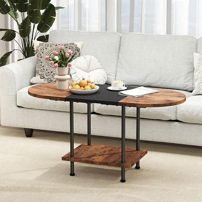 Coffee Tables, Modern Center Table with Storage Shelf, 2-Tier Table for Living Room, Modern Two-Tone Design (Mixed Brown)