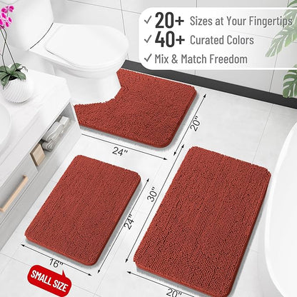 OLANLY Bathroom Runner Rugs 70x24, Soft Absorbent Chenille Bath Rugs, Rubber Backing Quick Dry, Machine Washable Long Bath Mats for Bathroom, Tub and Shower, Home Decor Accessories, Rustic Terracotta