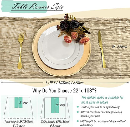 8 Pack Brown Cheesecloth Table Runner 22 x 108 inch Coffee Gauze Cheese Cloth Table Runner Bulk for Rustic Wedding Baby Shower Birthday Party Boho Table Decor
