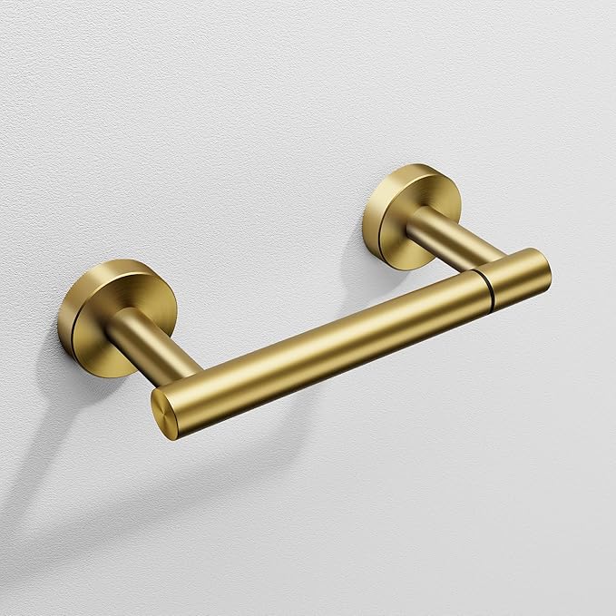 Day Moon Designs Toilet Paper Holder with Shelf - Flushable Wipes Dispenser & Storage Fits Any Bathroom, Keep Your Wet Wipes Hidden - Stainless Steel Wall Mount Bathroom Organizer - Gold, Small
