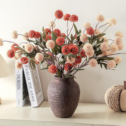 Ceramic Flower Vase 7.4 inch Farmhouse Rustic Vase for Home Decor Handcrafted Pottery Vase Small Terracotta Vases for Dining Table Decor Fireplace Living Room Bathroom Wedding Centerpiece