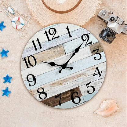 KECYET Wall Clock Battery Operated 16 Inch Silent Non-Ticking Coastal Country Style Decorative for Living Room, Kitchen, Home,Bathroom, Bedroom, Laundry Room