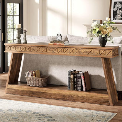 Tribesigns 70.9 Inch Extra Long Console Table, Wood Entryway Table with Storage, Narrow Long Sofa Tables Behind Couch, Farmhouse Style Entry Table for Living Room, Entrance, Hallway, Rustic Brown