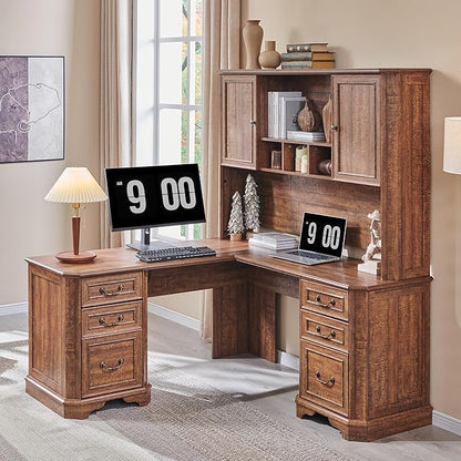 T4TREAM 59" Home Office Desk Hutch with Ample Storage, Only Match VSC Series Farmhouse Desk (Reclaimed Barnwood)