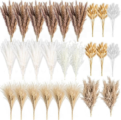 650PCS Natural Dried Pampas Grass Boho Home Decor Bouquet Phragmites Dried Flowers Bouquet for Wedding Floral Arrangements Home Decorations (650PCS)