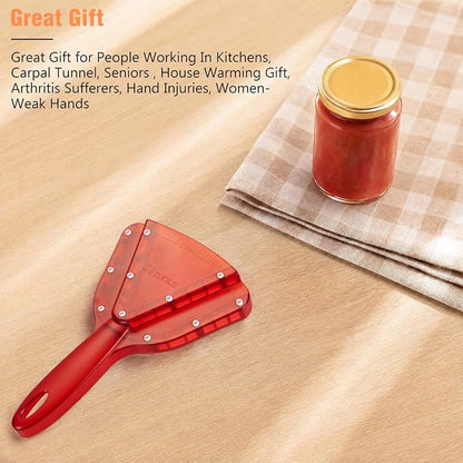 Uinxan Jar Opener for Weak Hands & Seniors with Arthritis - Handheld Manual | Effortlessly Opens Stubborn Screw Lids & Bottle Caps. 304 Stainless Steel. Durable. Patented Kitchen Gadget (Orange)