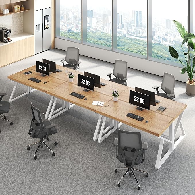 IBF 47”Solid Real Wood Desk, Minimalist Natural Wood Computer Desk, Rustic Desk for Home Office Writing Study, Vintage Industrial Wooden PC Gaming Workstation Computer Table, Natrual Oak