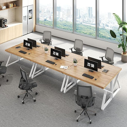 IBF 47”Solid Real Wood Desk, Minimalist Natural Wood Computer Desk, Rustic Desk for Home Office Writing Study, Vintage Industrial Wooden PC Gaming Workstation Computer Table, Natrual Oak