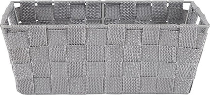 Simplify 2 Pack Small Woven Storage Shelf Basket | Organization | Bathroom | Accessories | Heather Grey
