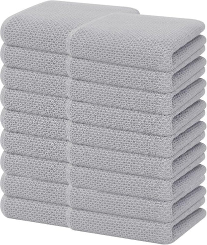 Homaxy 100% Cotton Waffle Weave Kitchen Dish Towels, Ultra Soft Absorbent Quick Drying Cleaning Towel, 13 x 28 Inches, 18-Pack, Light Gray
