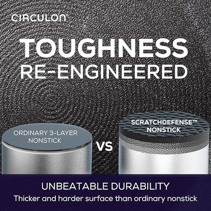 Circulon A1 Series with ScratchDefense Technology Nonstick Induction Straining Sauce Pan with Lid, 3 Quart, Aluminum, Graphite