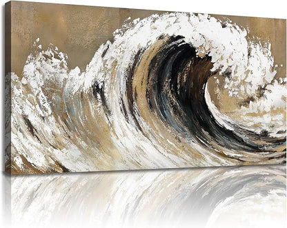Belmrxne Coastal Wall Decor White and Gold Wall Art Personalized Artwork Poster Aesthetic Canvas Painting for Living Room Dining Room Kitchen Bedroom 12x24 Inches