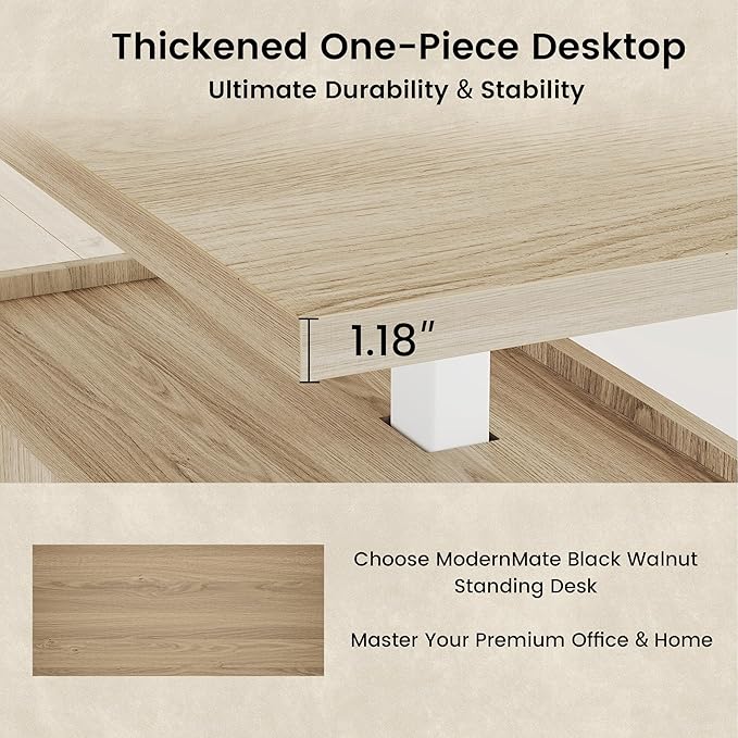 Executive Standing Desk with Drawers & Storage, 71'' Adjustable Electric Stand Up Wood Desk with Privacy Panel, AC/USB, File Cabinet, Large One-Piece Destop for Home Office, Light Walnut