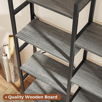 SUPERJARE Triple Bookshelf, Bookcase with 11 Open Display Shelves, Wide Book Shelf Book Case for Home & Office, 6 Tier, Grey