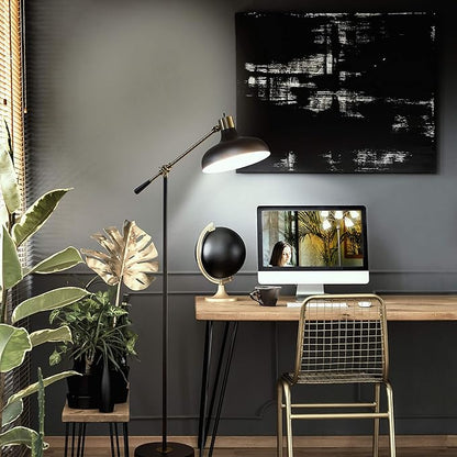 Brightech Wyatt LED Floor Lamp, Industrial Floor Lamp for Living Rooms & Offices – Charming Farmhouse Floor Lamp, Adjustable Head Standing Lamp for Bedroom Reading, Stunning Living Room Décor