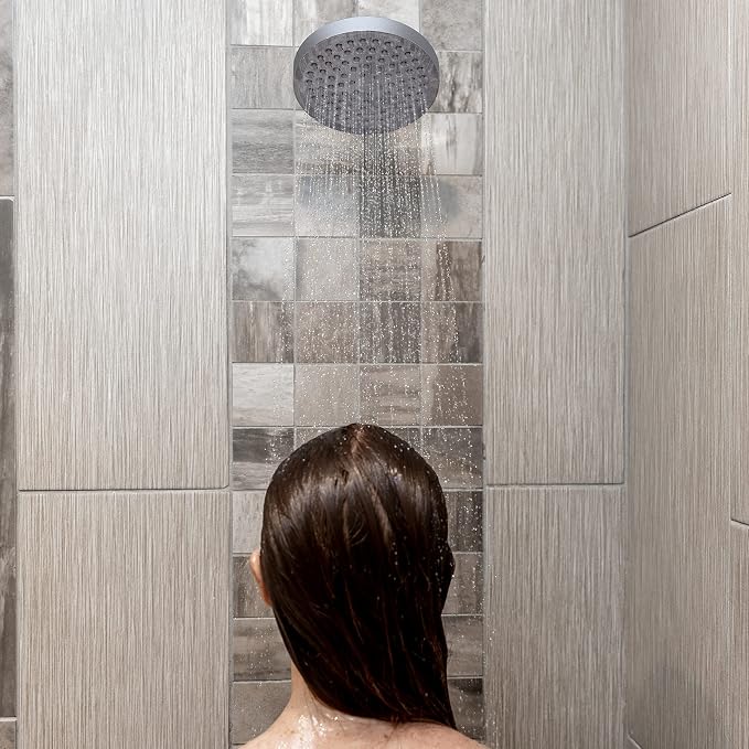 SparkPod Rain Shower Head, 6 Inch Round | High Pressure Shower Heads, 90 Nozzle (Touch-to-Clean), Adjustable Showerhead, No-tool Universal Connection