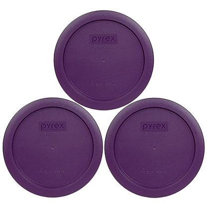 Pyrex 7201-PC 4-Cup Purple Food Storage Replacement Lid (3-Pack) - Made in USA