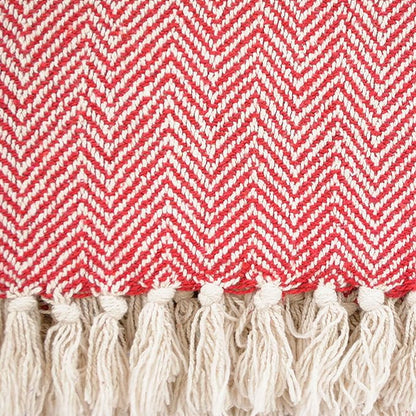 DII Chevron Throw Collection Handloomed Cotton, 50x60, Tango Red