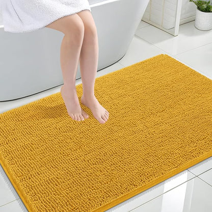 OLANLY Large Bathroom Rugs 44x32, Soft Absorbent Chenille Bath Rugs, Rubber Backing Quick Dry, Machine Washable Bath Mats for Bathroom Floor, Tub and Shower, Home Decor Accessories, Golden Yellow