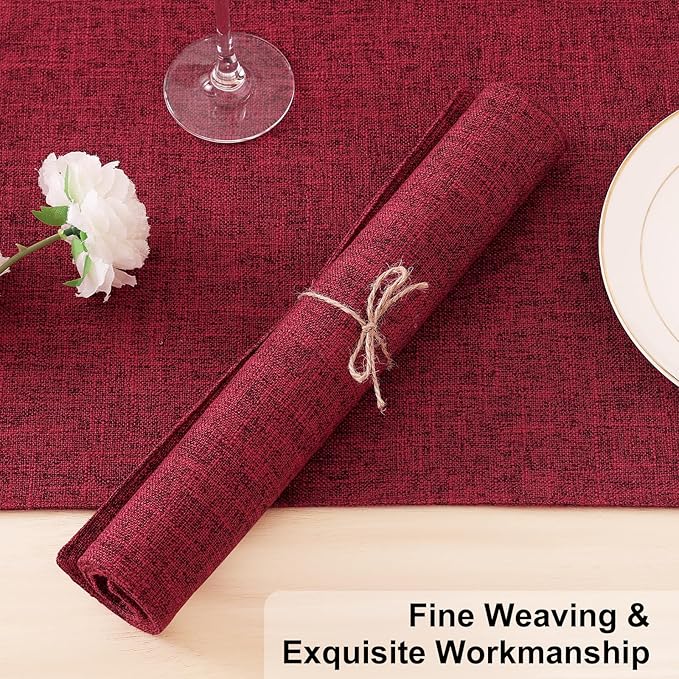 Homaxy Cloths Placemats for Dining Table Set of 6, Heat Resistant Washable Cotton Linen Blend Table Mats, Easy to Clean Place Mats for Indoor Outdoor Party Kitchen Decoration, 13" x 19", Red