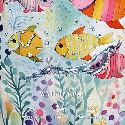 Watercolor Fish Laundry Basket Foldable With Handles Cute Fishes Tote Bag Oxford Cloth Colorful Laundry Hamper Clothes Storage Bucket Toy Organizer For Bathroom/Laundry/Bedroom 18.9"x16.5 "