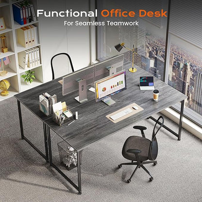 PRAISUN 55 X 24 Inch Computer Desk with Deeper Desktop, Gaming Office Writing Work Desk for Home Office, Study, Bedroom, Work from Home, Metal Frame, Grey