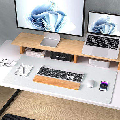 Aothia Leather Desk Pad Protector, Mouse Pad, Office Desk Mat, Non-Slip PU Leather Desk Blotter, Laptop Desk Pad, Waterproof Desk Writing Pad for Office and Home (Barely Grey, 36" x 17")